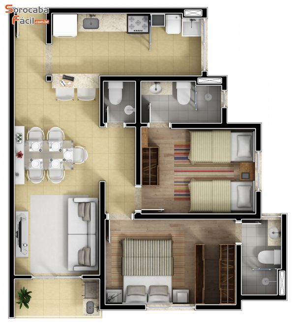 Apartamento de 68 m - Vilagio Simone